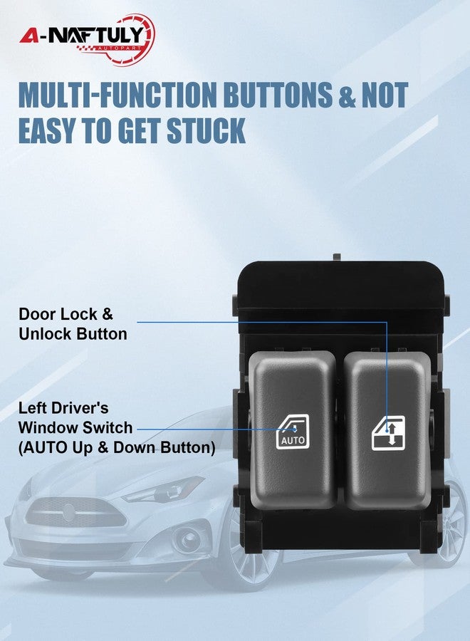A-NAFTULY Driver Side Master Power Window Switch Replacement fits for Chevy Express 1500 2500 3500 Van & GMC Savana 1500 2500 3500 Van 1996 1997 1998 1999 2000, Replace# 15728438, 901-051 - Image 3
